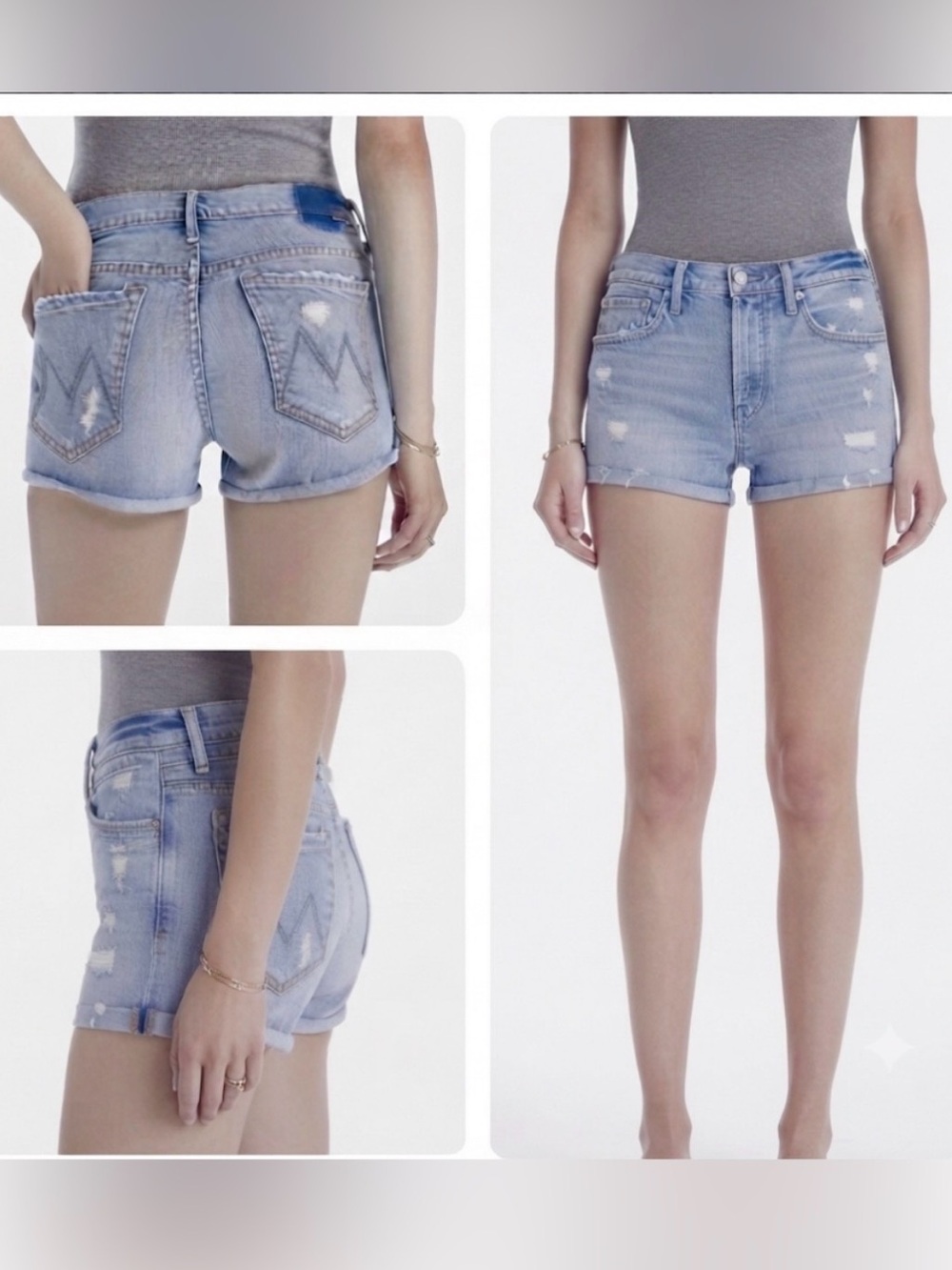 Mother Superior women’s The Teaser Donut Roll Short denim blue jeans pants SZ 30